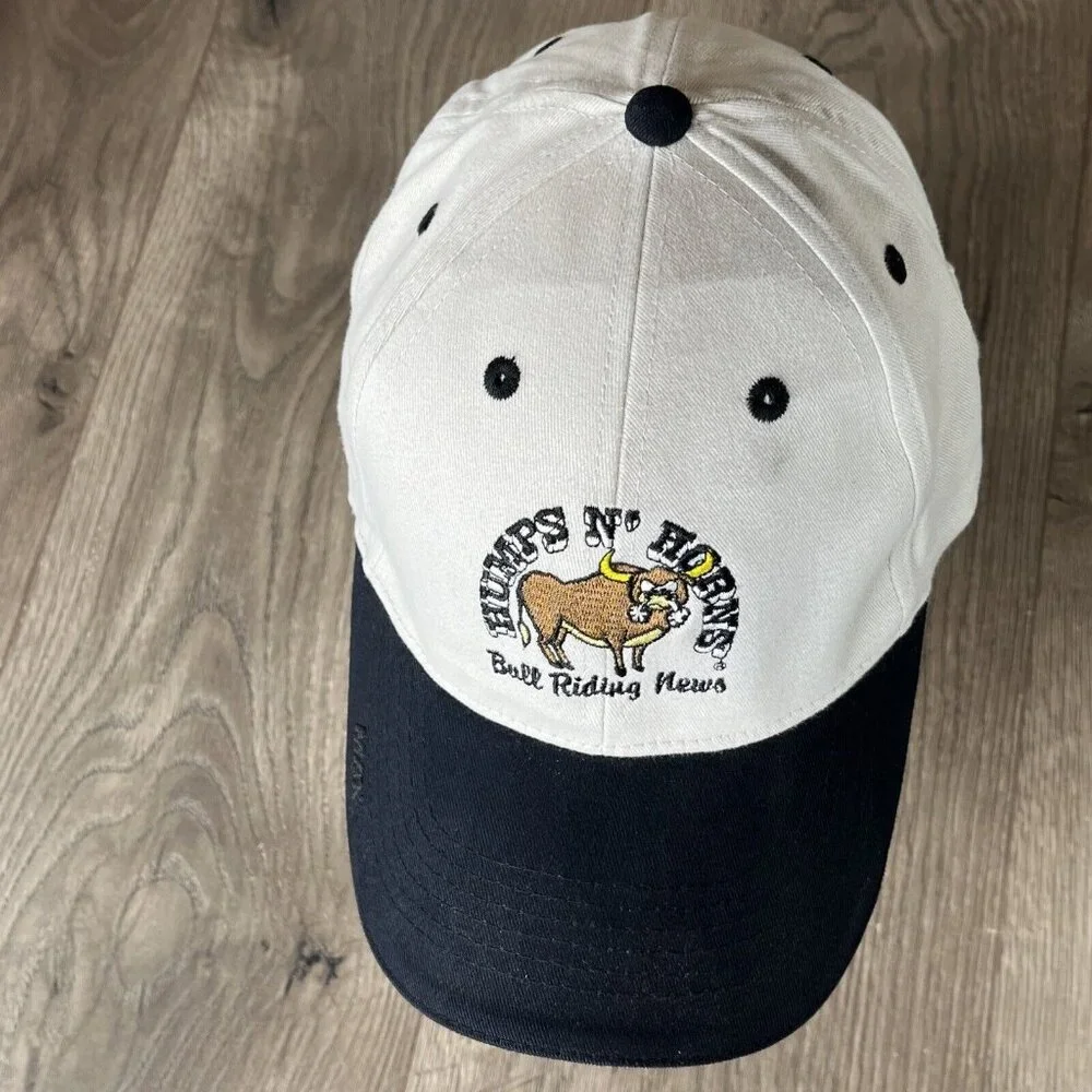 Humps N Horns Bull Riding News Tan Ball Cap Hat Hook N Loop - Picture 6 of 14